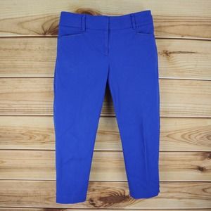 New York & Company‎ Capri Pants Womens Size 2 Blue Cotton Blend Pockets Mid Rise